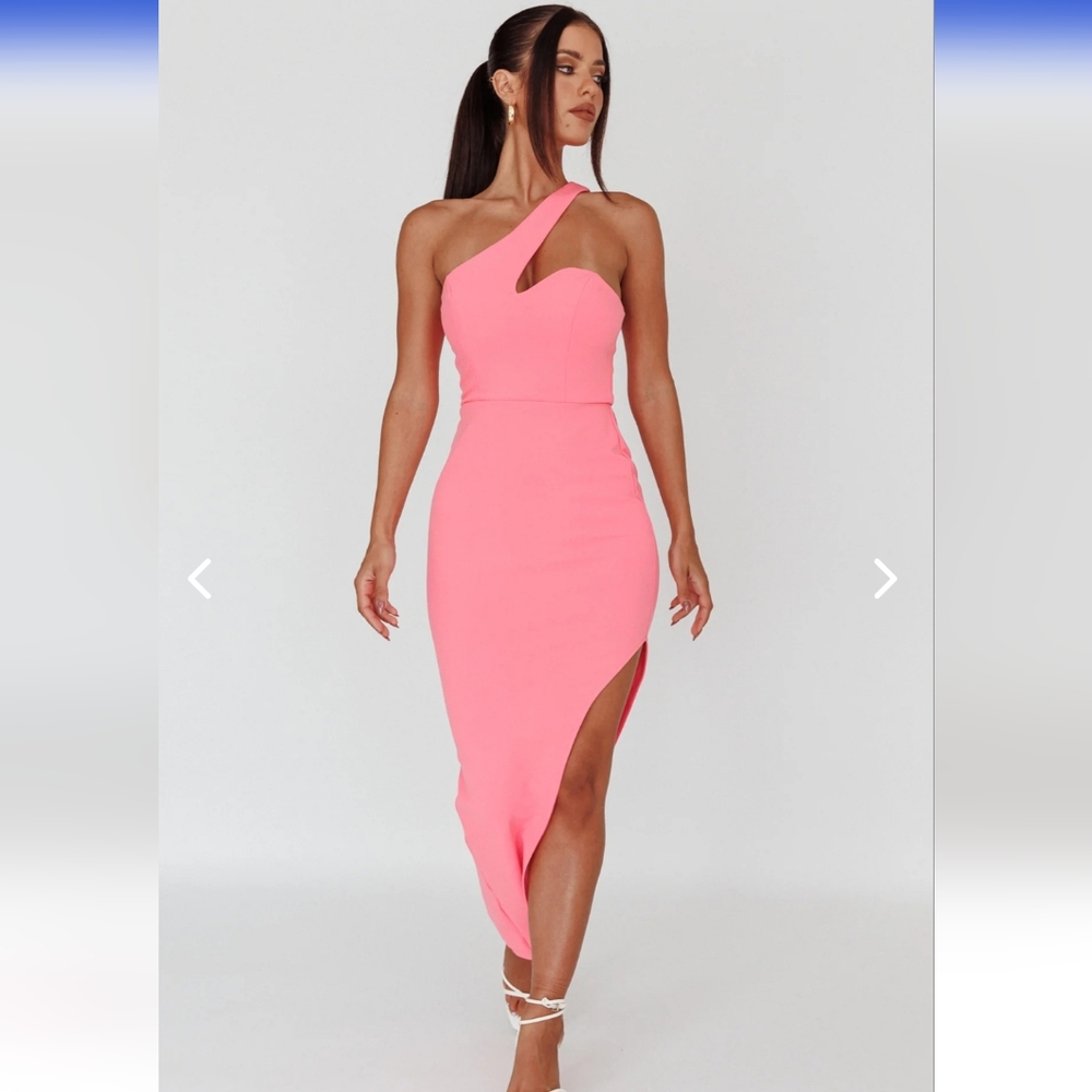 ONE-SHOULDER MIDI DRESS PINK